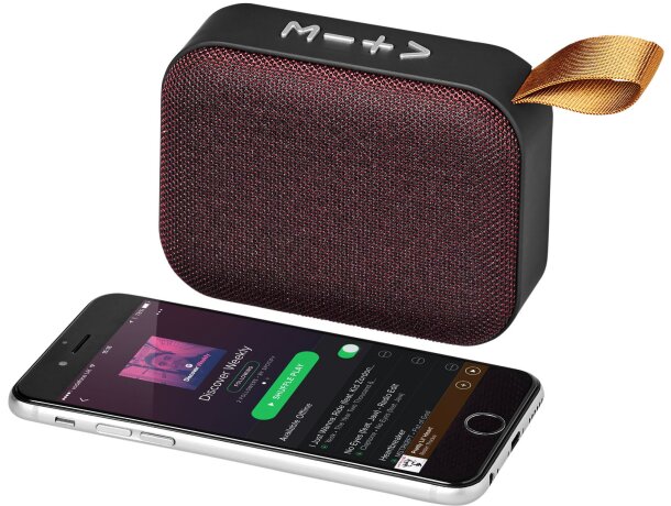 Altavoz Bluetooth Fashion con rejilla de tela tejida Rojo detalle 20