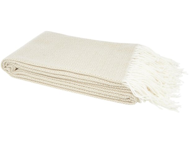 Manta Zinnia 152x127 cm acrílica cuadros diamante beige confort Verde detalle 19