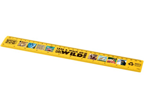 Regla 30 cm Refari plástico reciclado HIPS doble escala Amarillo detalle 16