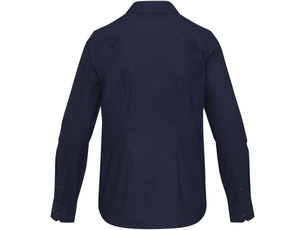 Camisa oxford mujer Sphene algodón BCI certificado Azul marino detalle 15