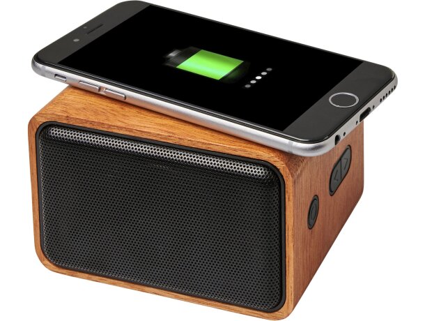 Altavoz con base de carga inalámbrica Wooden Madera detalle 5