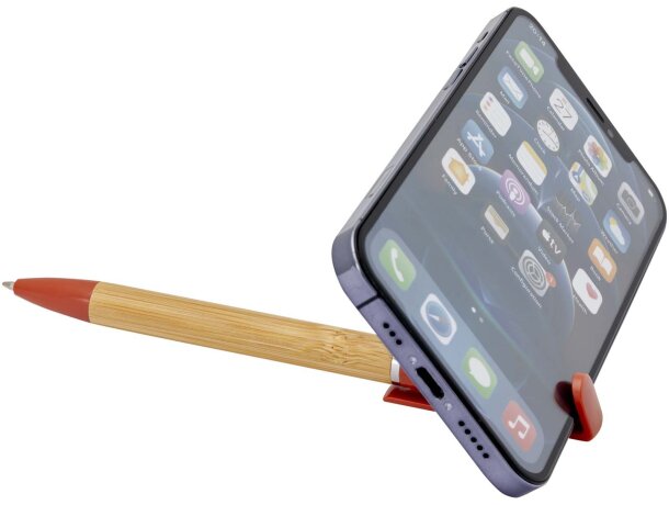 Bolígrafo bambú certificado FSC con soporte para teléfono detalle 25