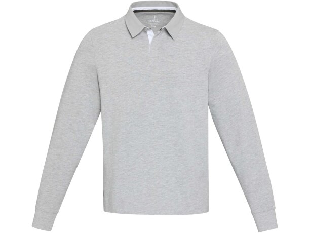 Sudadera polo rugby unisex Clyde algodón orgánico 280 g/m² Gris mezcla detalle 17