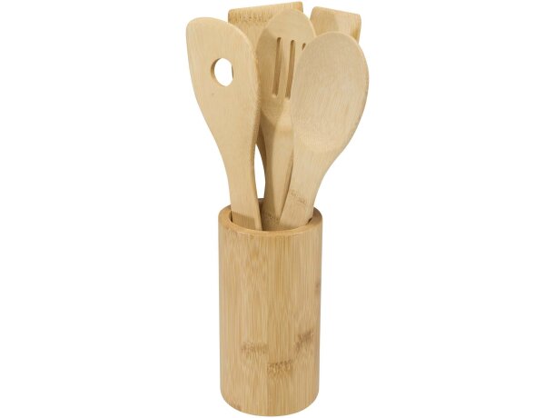 Set de utensilios de cocina de bambú Tala con soporte Madera detalle 4