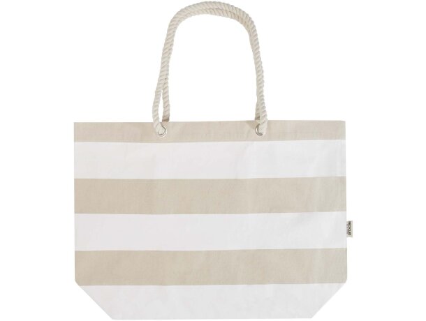 Bolsa tote de playa algodón reciclado certificado GRS Florida Natural/blanco detalle 20