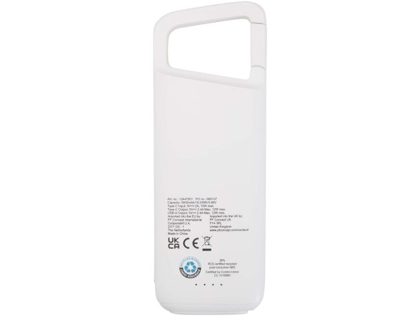 Batería externa Alkes 5000 mAh plástico ABS reciclado IPX5 Blanco detalle 10