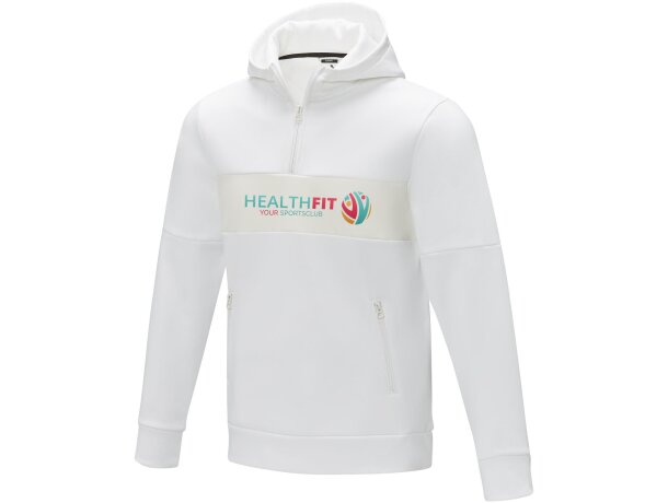 Jersey anorak con capucha y media cremallera hombre Sayan Blanco detalle 1
