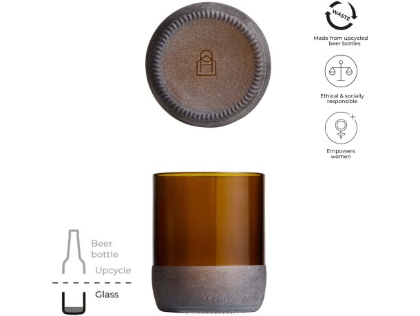 Set de vasos Originalhome de vidrio reciclado 160 ml marrón Marrón detalle 1