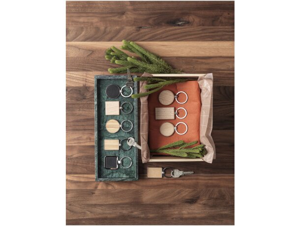 Llavero redondo de madera de haya natural Giovanni Natural detalle 5