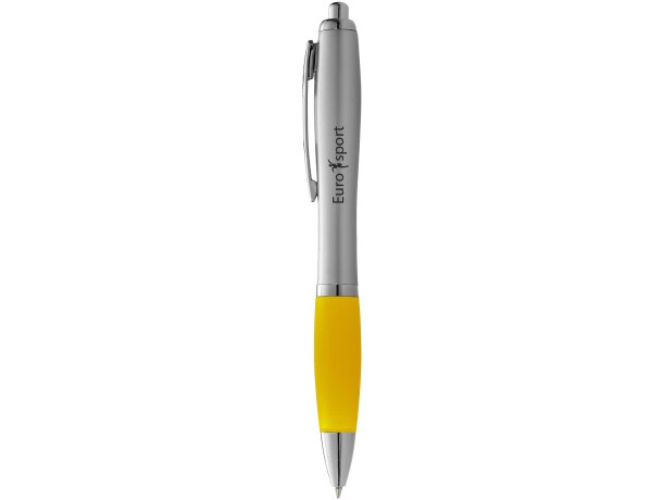 Bolígrafo con grip de colores Plateado/amarillo detalle 1