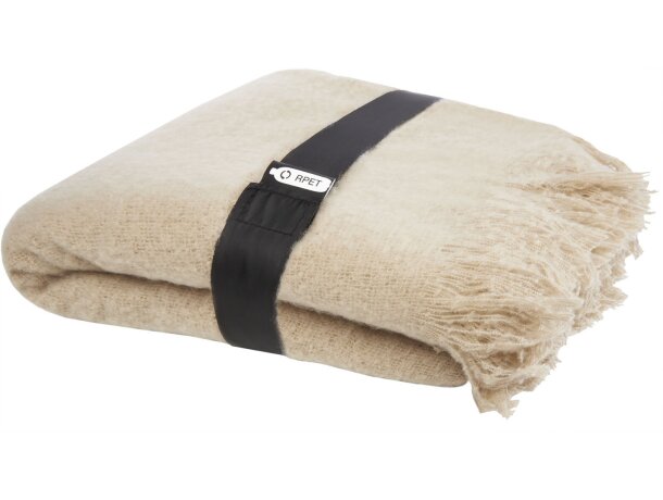 Manta sostenible Ivy de mohair y RPET con certificación GRS Gris claro detalle 11