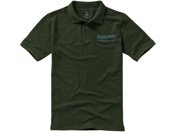 Polo de manga corta algodón BCI 200 g/m2 Elevate Life Calgary Verde militar detalle 50