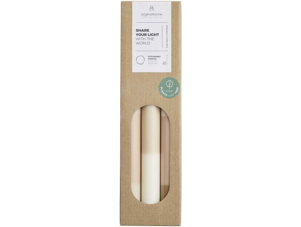 Velas de piedra caliza en capas Originalhome set de 3 Blanco roto detalle 2