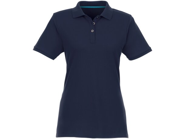 Polo de manga corta de material reciclado orgánico GRS para mujer Beryl Azul marino detalle 9