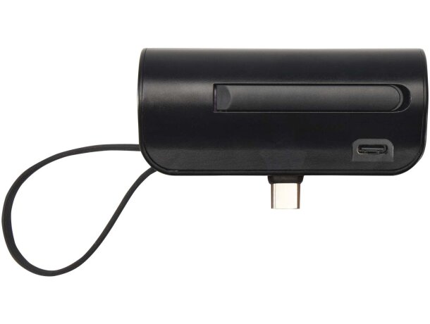 Batería externa Alnair 5000 mAh con plástico reciclado Negro intenso detalle 7