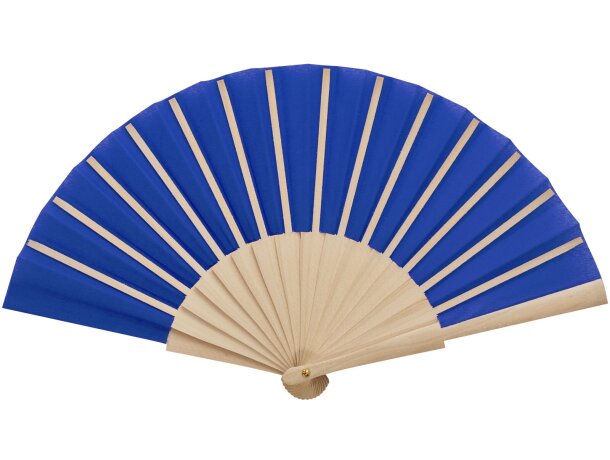 Abanico Manuela de madera y poliéster personalizable Azul real detalle 12