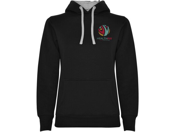 Sudadera con capucha para mujer Urban Roly Negro intenso/gris jaspeado detalle 11