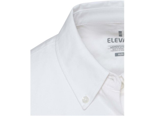 Camisa oxford mujer Sphene algodón BCI certificado Blanco detalle 8