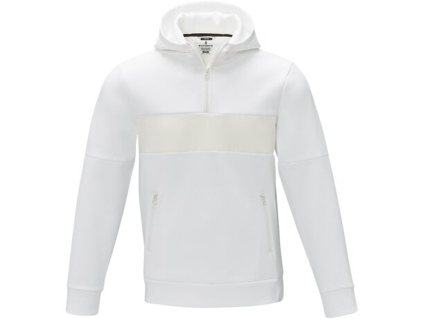 Jersey anorak con capucha y media cremallera hombre Sayan Blanco detalle 2