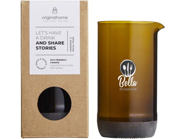 Jarra Originalhome vidrio reciclado 430ml acabado artesanal Marrón detalle 1