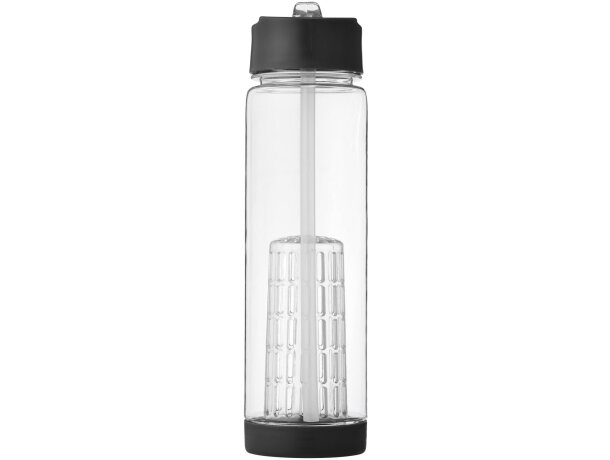 Botella deportiva y ligera con infusor de rosca para fruta 740 ml personalizada barato transparente/negro intenso
