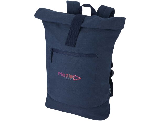 Mochila enrollable 16L con material reciclado certificado GRS Azul marino detalle 7