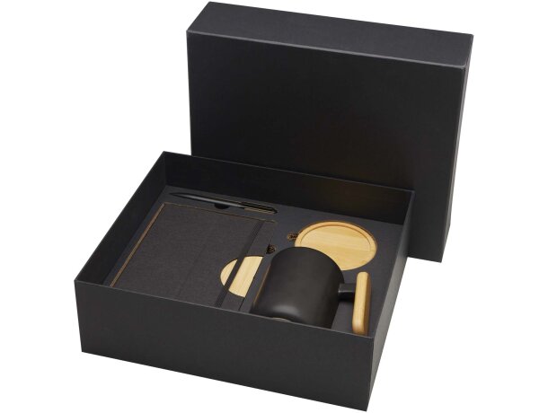 Set de regalo con libreta tapa dura A5 y bolígrafo Laura Negro intenso detalle 7