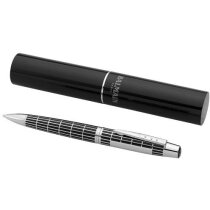 Bolígrafo elegante con estuche cilindro personalizado negro intenso Bolígrafo elegante con estuche cilindro personalizado negro intenso