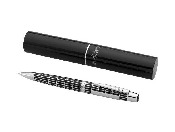 Bolígrafo elegante con estuche cilindro personalizado negro intenso Bolígrafo elegante con estuche cilindro personalizado negro intenso
