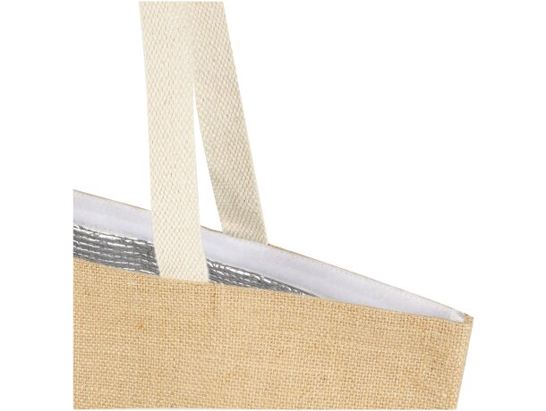 Bolsa tote isotérmica de yute 12 litros certificada Juta Natural/blanco detalle 4