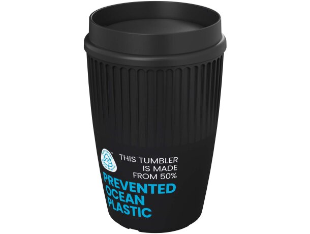 Vaso Cirrus POP 350ml con tapa de 360° y plástico reciclado Negro intenso detalle 8