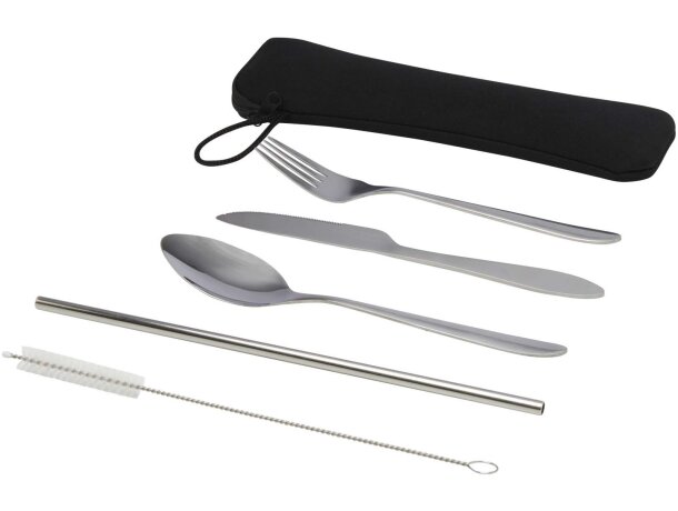 Cubertería acero inoxidable 5 piezas Sheen con funda transporte Plateado detalle 4