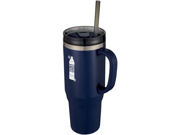 Vaso térmico con pajita Melbourne 1200ml acero reciclado Azul marino detalle 31