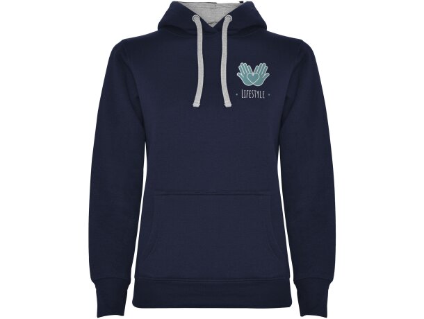 Sudadera con capucha para mujer Urban Roly Azul marino/gris jaspeado detalle 26