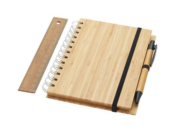 Set de libreta bolígrafo y regla de madera personalizado madera Set de libreta bolígrafo y regla de madera personalizado madera
