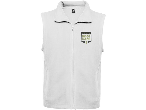 Chaleco forro polar unisex Bellagio Roly con cremallera y bolsillos Blanco detalle 1