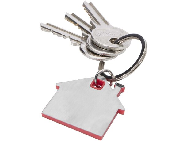 Llavero con forma de casa Nook en acero inoxidable esmerilado Rojo detalle 12