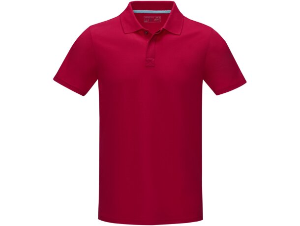 Polo orgánico GOTS de manga corta para hombre Graphite Rojo detalle 4