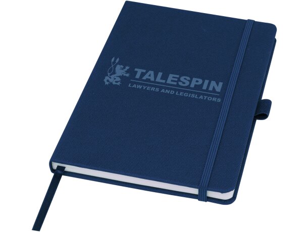 Libretas ecológicas tamaño A5 con tapa de RPET y 80 hojas recicladas Honua Azul marino detalle 13