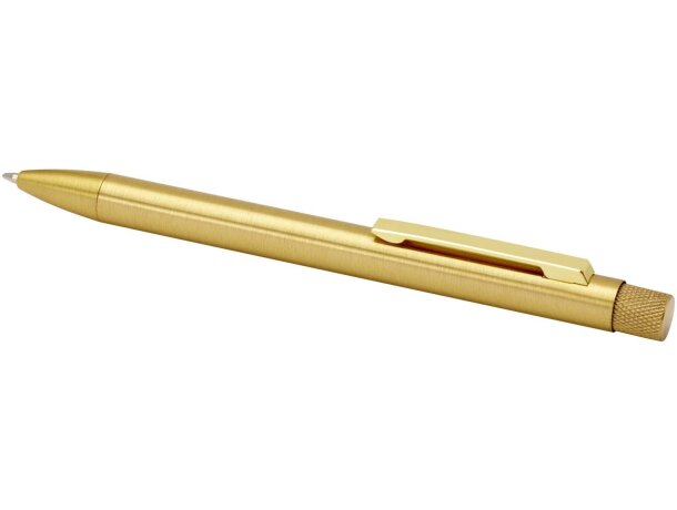 Bolígrafo Beatriz de latón reciclado con tinta azul Dorado detalle 4