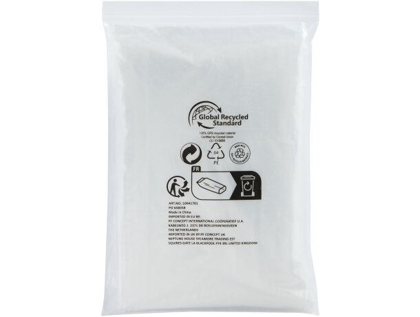 Poncho desechable reciclado Mayan con capucha Blanco detalle 2