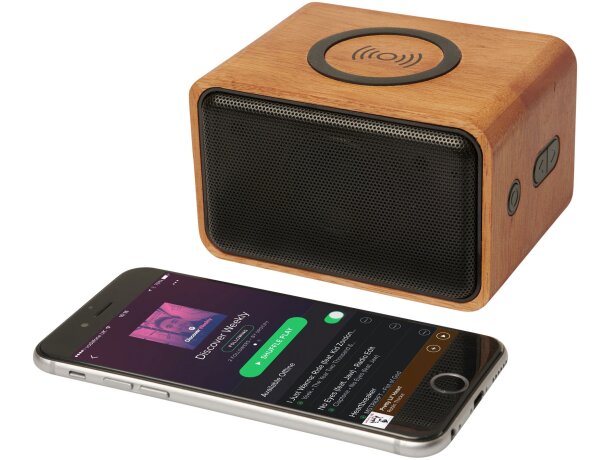 Altavoz con base de carga inalámbrica Wooden Madera detalle 7