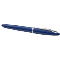Bolígrafo roller en acabado metalizado con grip personalizado azul Bolígrafo roller en acabado metalizado con grip personalizado azul