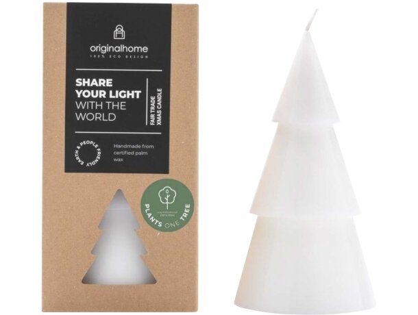 Vela árbol Navidad Originalhome cera palmiste certificada Blanco detalle 6