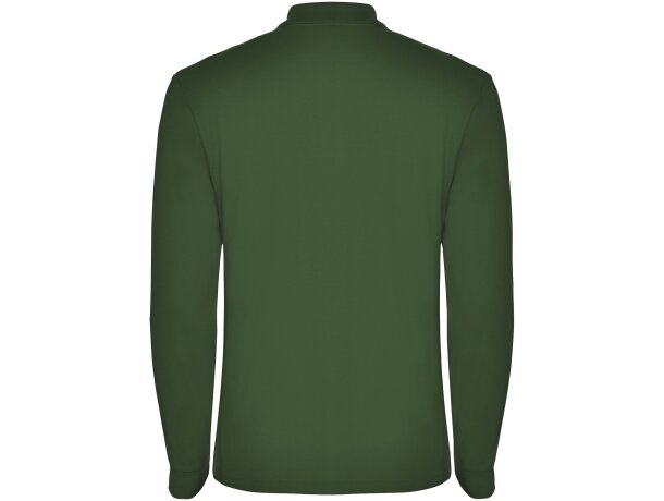 Polo manga larga hombre Estrella Roly 100% algodón piqué Verde botella detalle 34