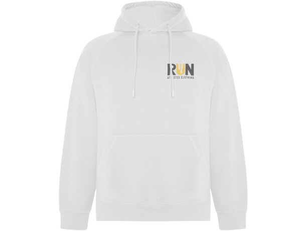 Sudadera unisex algodón orgánico Vinson Roly con capucha Blanco detalle 1