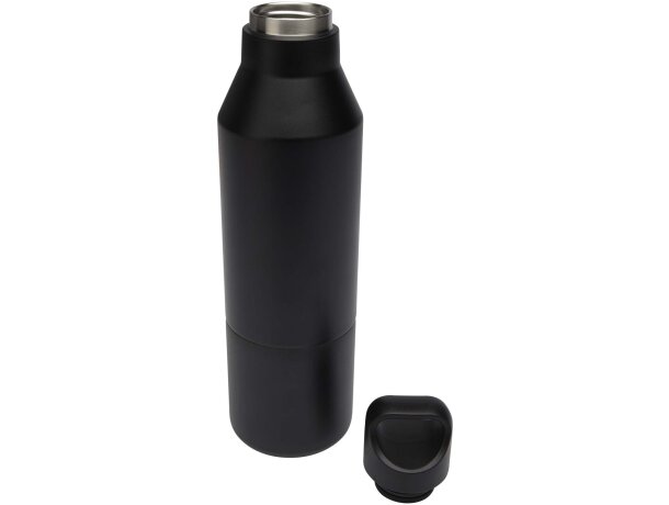 Botella isotérmica acero reciclado Odessy con vaso extraíble Negro intenso detalle 4