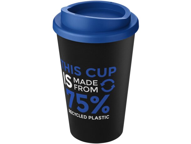 Vaso de plástico con tapa de rosca polipropileno reciclado 350ml Negro intenso/azul medio detalle 11