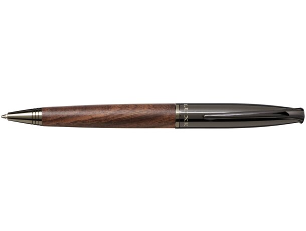 Bolígrafos de madera para empresa en latón cromado tinta negra Loure Negro intenso/marrón oscuro detalle 2