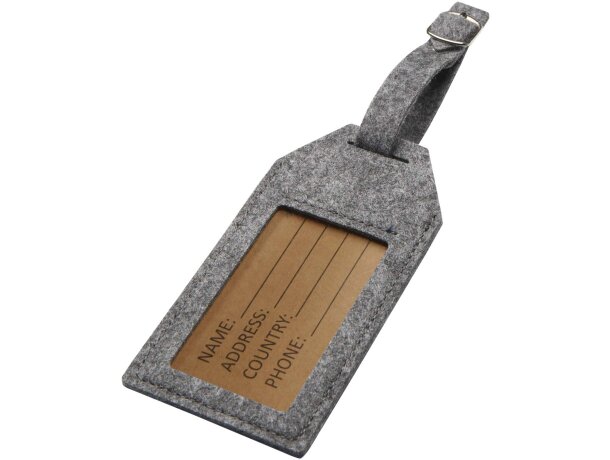 Identificador de equipaje Tie en fieltro RPET reciclado Gris detalle 3